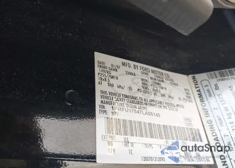 2007 Ford Expedition Eddie Bauer z USA, uszkodzony, nr VIN 1FMFU17547LA56145